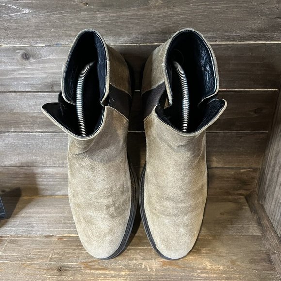 Mens VINCE Tan Brown Suede Leather Ankle Chelsea Dress Boots Size 9.5 M GUC - Picture 3 of 6